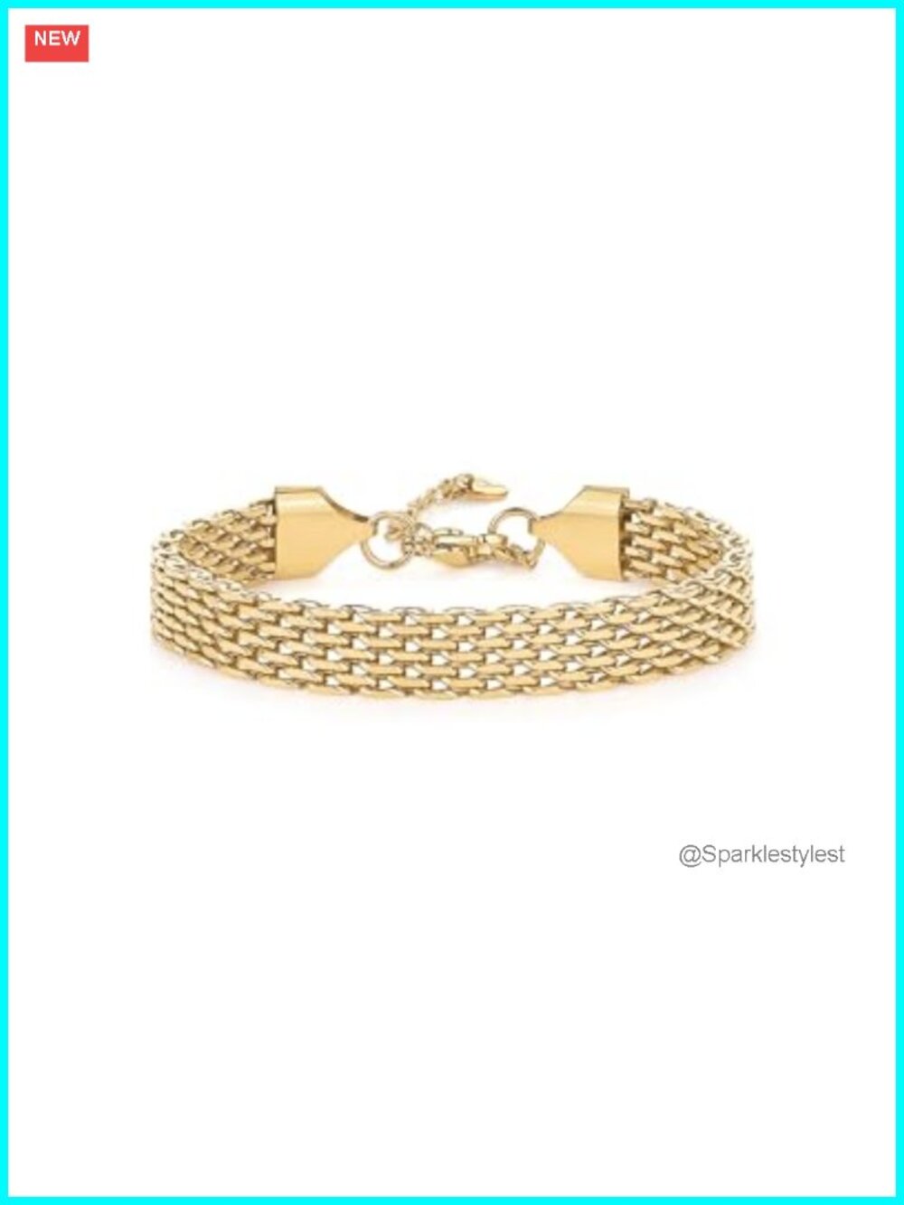 14K Gold Plated Chunky Chain Adjustable Bracelet for Women Stainless Steel
